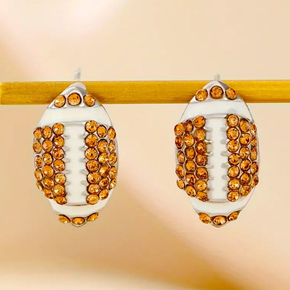New Football Rhinestone Stud Earrings